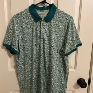 Men's Teal Patterned Polo Shirt